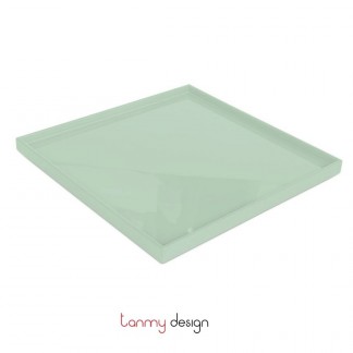 Light green square lacquer tray 21*21*H1cm